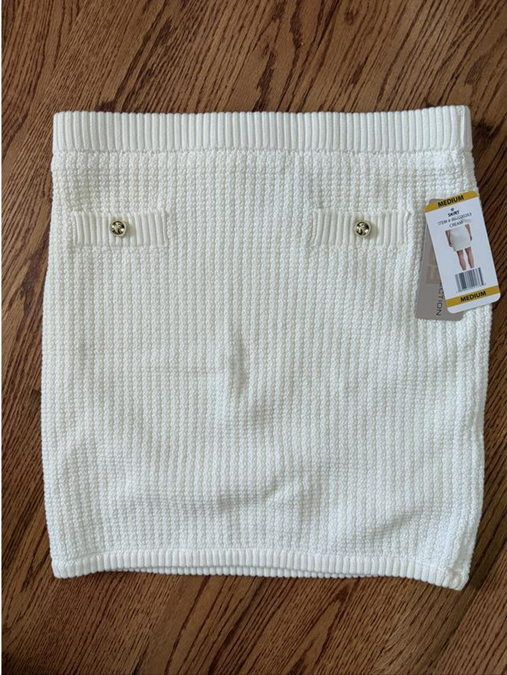 French Connection Cream Textured Knit Mini Skirt